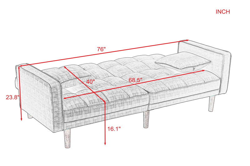 FUTON SLEEPER SOFA WITH 2 PILLOWS LIGHT GREY FABRIC（W223S00032、W223S00583、W223S01339 ） - Atlantic Fine Furniture Inc