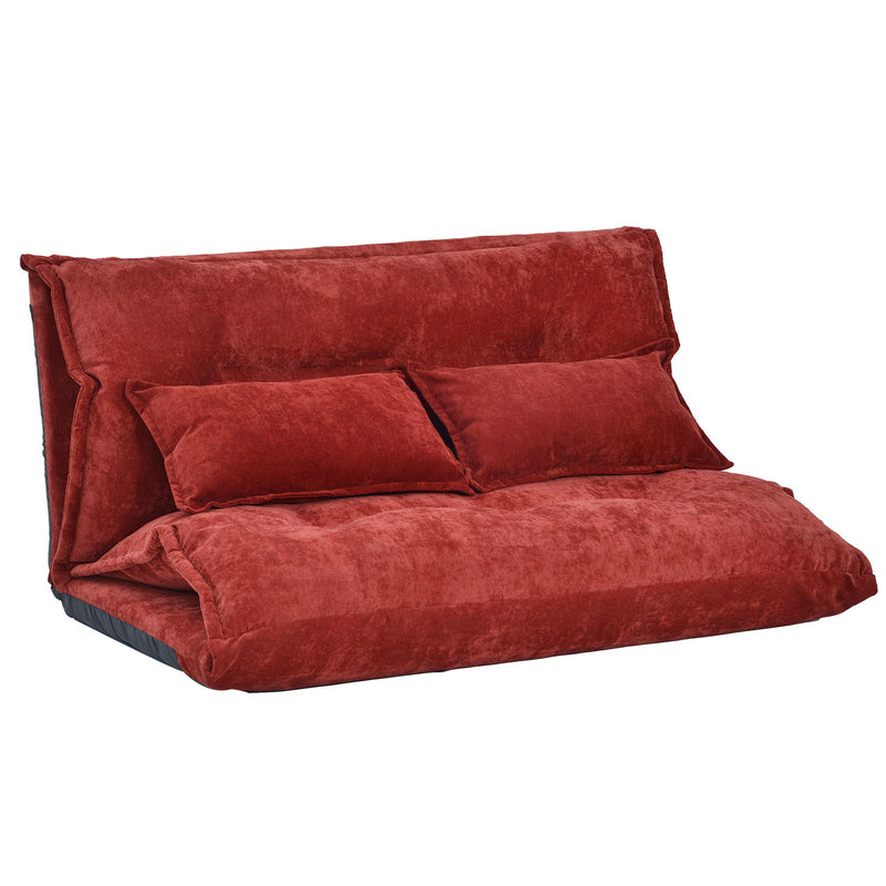 Orisfur. Lazy Sofa Adjustable Folding Futon Sofa, Video Gaming Sofa With Two Pillows