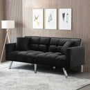 FUTON SOFA SLEEPER BLACK VELVET WITH 2 PILLOWS （same as W223S01430 Size difference, See Details in page.） - Atlantic Fine Furniture Inc