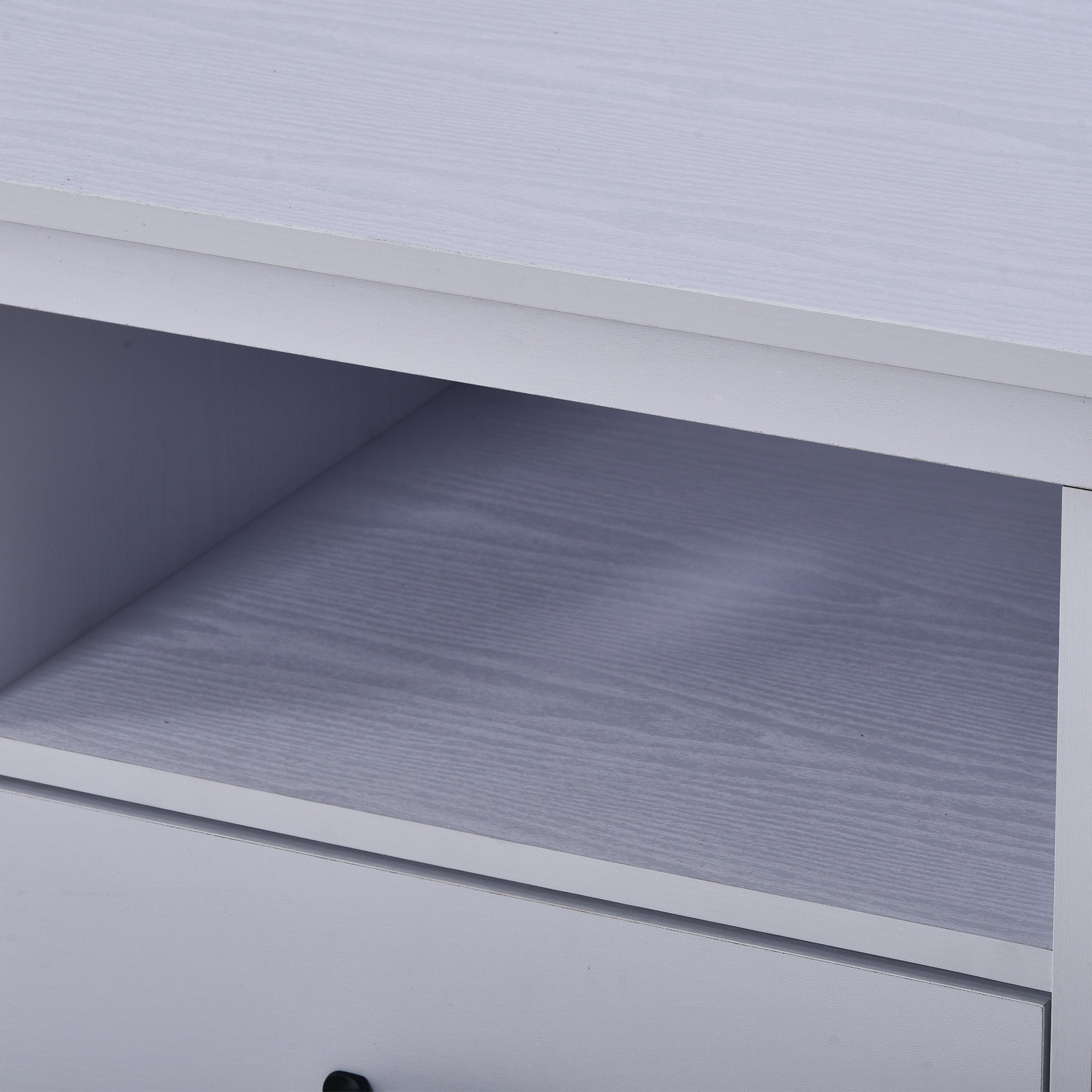U-Can TV Stand for TV up to 68 in with 2 Doors and 2 Drawers Open Style Cabinet, Sideboard for Living room, White - Atlantic Fine Furniture Inc