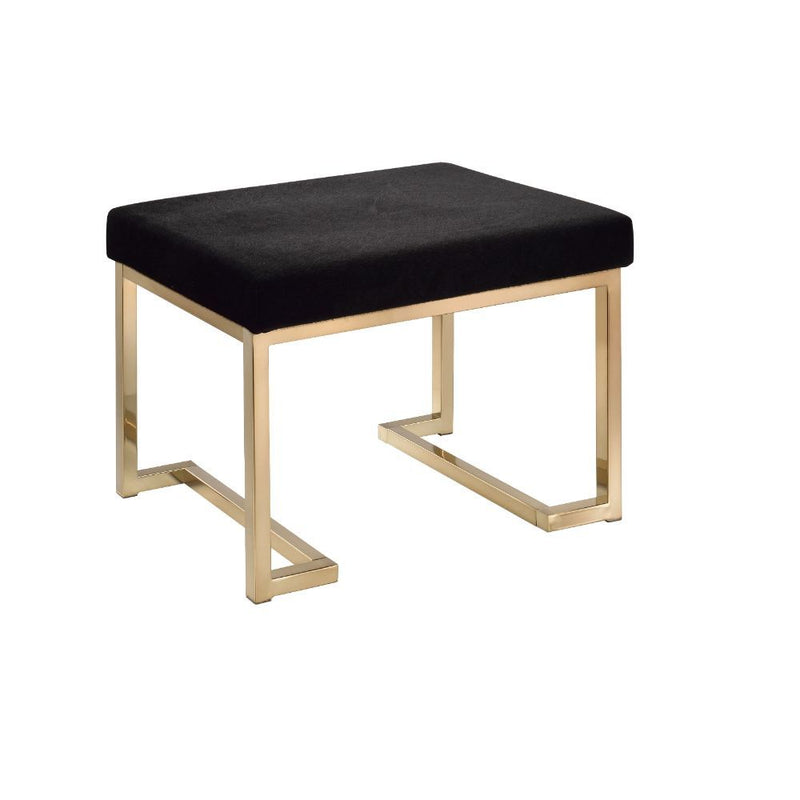 Boice - Ottoman - Black Fabric & Champagne - Atlantic Fine Furniture Inc