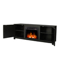 Farmhouse TV Stand, Fireplace TV Stand, Wood Entertainment Center Media Console with Storage,Black - Atlantic Fine Furniture Inc