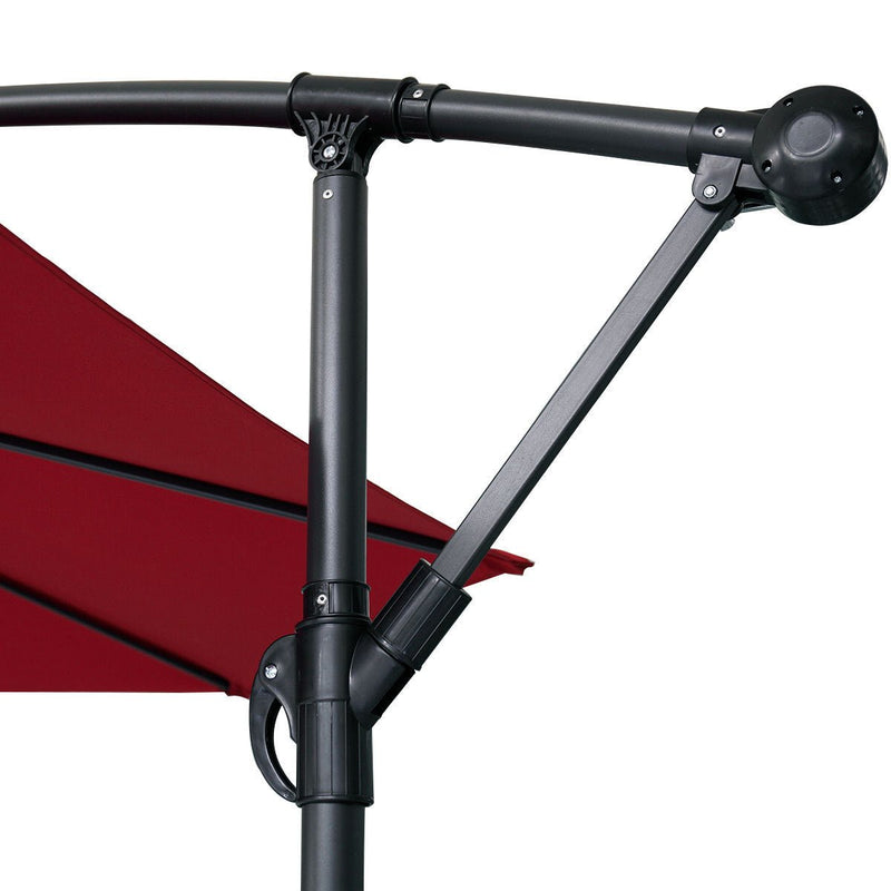 360-Degree Rotation Cantilever Hanging Patio Umbrella with Extra-large Canopy for Outdoor Use, Wine Red - Atlantic Fine Furniture Inc