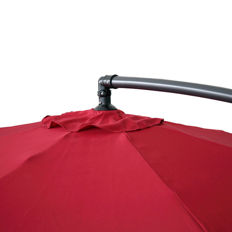 360-Degree Rotation Cantilever Hanging Patio Umbrella with Extra-large Canopy for Outdoor Use, Wine Red - Atlantic Fine Furniture Inc