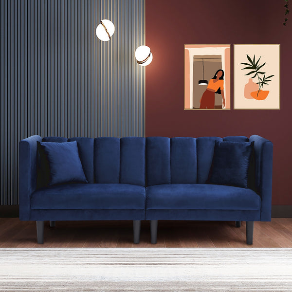 FUTON SOFA SLEEPER NAVY BLUE VELVET(same as W223S00556) - Atlantic Fine Furniture Inc