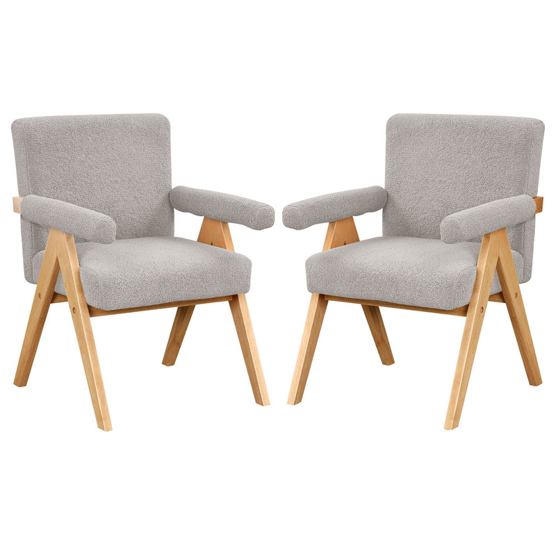 Modern Arm Chair (Set of 2), Chair Set With Solid Wood Frame, Altay Velvet Upholstered Accent Chairs With Arm Pads For Living Room Bedroom Apartment, Gray