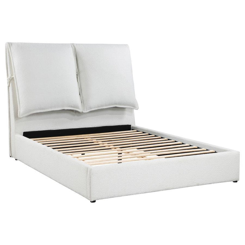 Gwendoline - Upholstered Eastern King Platform Bed With Pillow Headboard - White