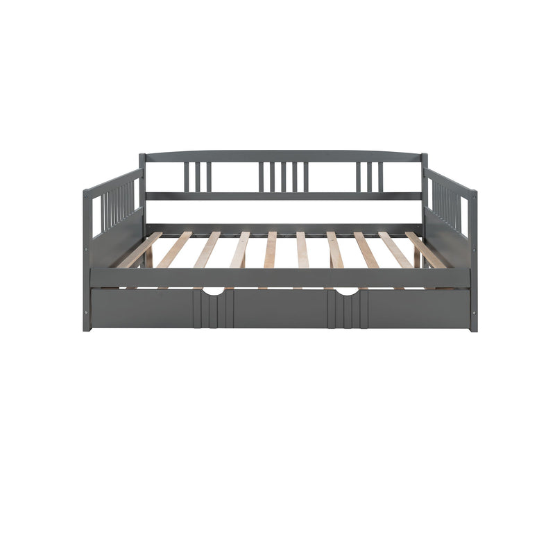 Daybed Wood Bed With Size Trundle - Gray