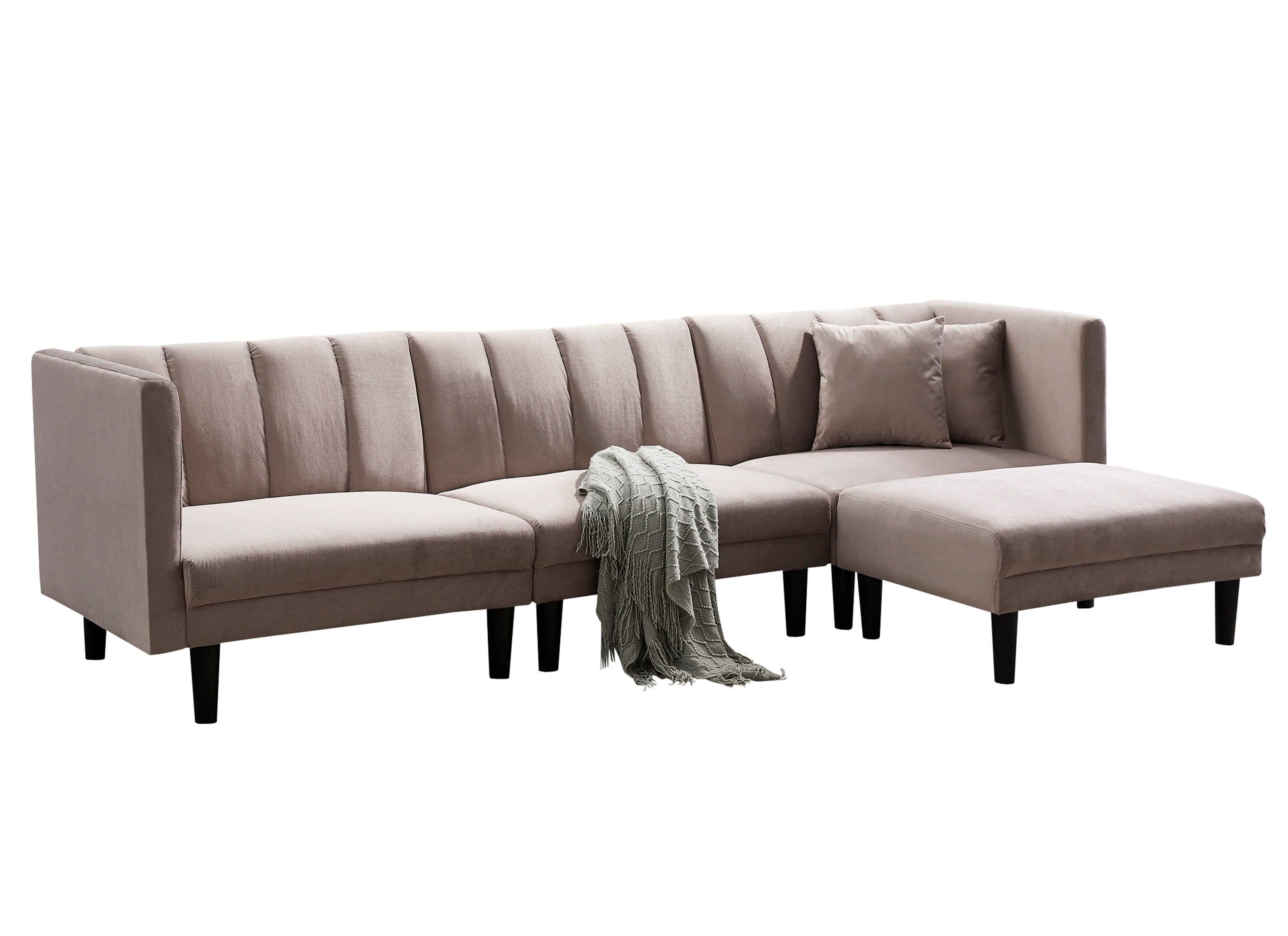 REVERSIBLE SECTIONAL SOFA SLEEPER WITH 2 PILLOWS LIGHT GREY VELVET(W223S00364) - Atlantic Fine Furniture Inc
