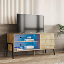 Mid-century modern TV cabinet wooden TV console media cabinet with storage space and brown home entertainment center for living room, bedroom and office,oak - Atlantic Fine Furniture Inc