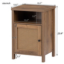 bedside cupboard,Bedside table, drawer cabinet, single door side cabinet, rattan cabinet door, yellow - Atlantic Fine Furniture Inc