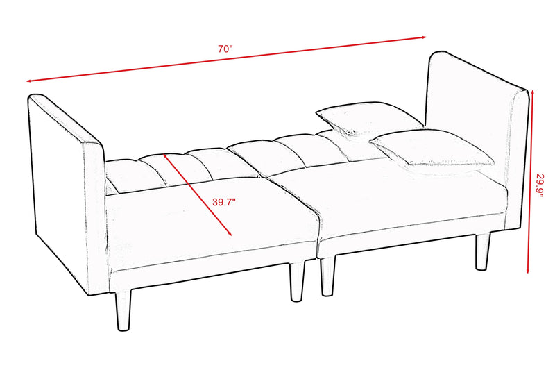 FUTON SOFA SLEEPER GREEN VELVET PLASTIC LEGS(same as W223S01331) - Atlantic Fine Furniture Inc