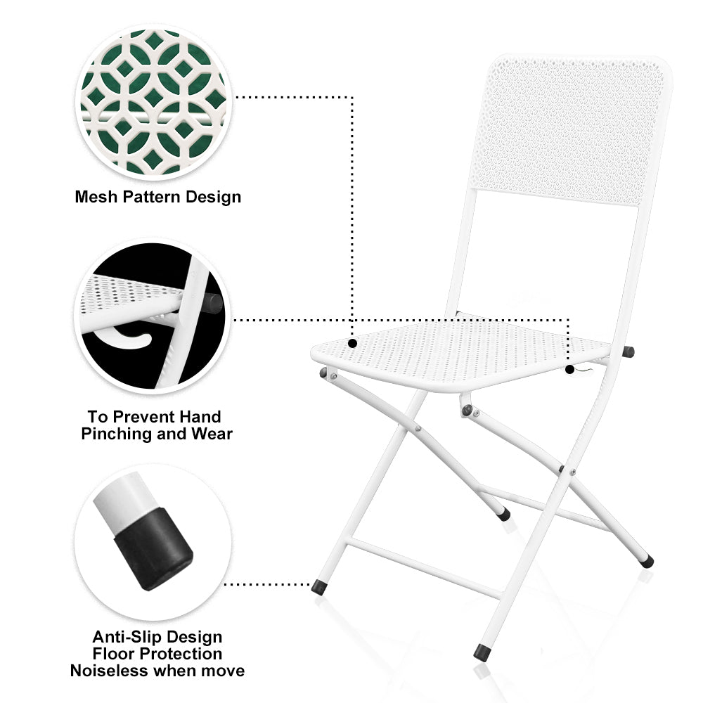 Premium Steel Patio Bistro Set, Folding Outdoor Patio Furniture Sets, 3 Piece Patio Set of Foldable Patio Table and Chairs - Atlantic Fine Furniture Inc