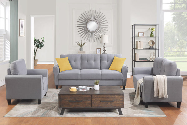 Modern Living Room Sofa Set Linen Upholstered Couch Furniture For Home Or Office, Light Gray-Blue, (1 / 2 / 3-Seat)