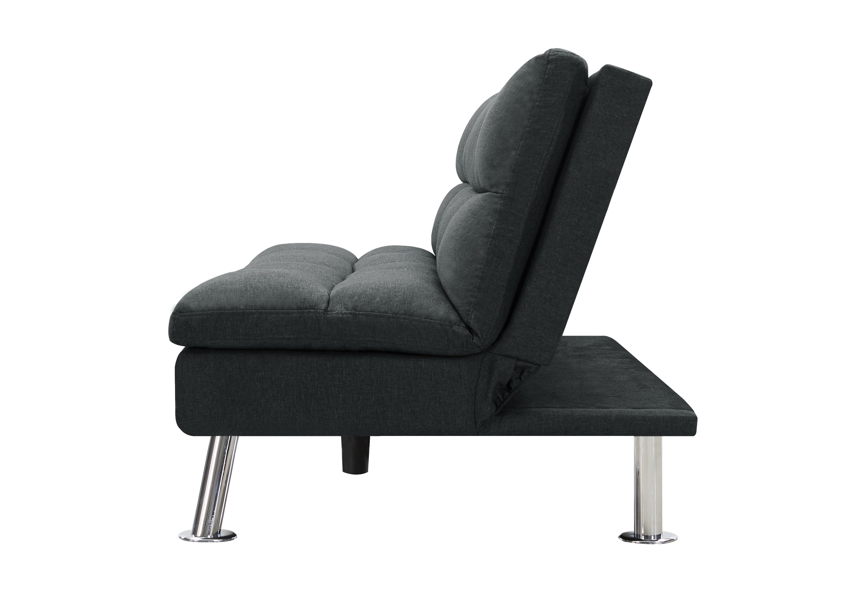 RELAX LOUNGE FUTON SOFA BED SLEEPER DARK GREY FABRIC - Atlantic Fine Furniture Inc