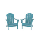 HDPE Adirondack Chair, Fire Pit Chairs, Sand Chair, Patio Outdoor Chairs,DPE Plastic Resin Deck Chair, lawn chairs, Adult Size ,Weather Resistant for Patio/ Backyard/Garden , Blue, Set of 2 - Atlantic Fine Furniture Inc