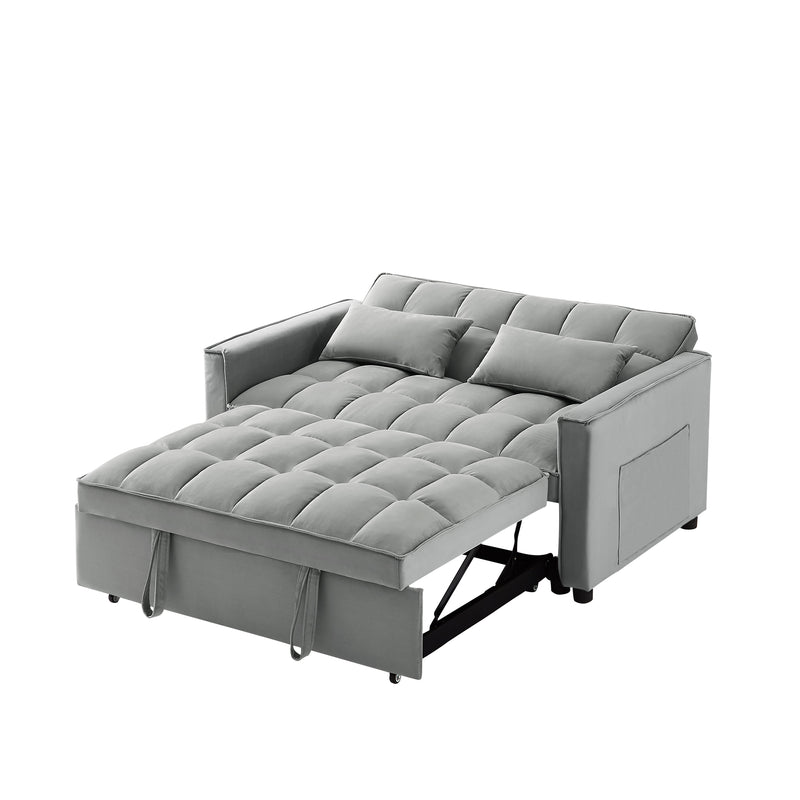 Anwick Modern Velvet 2 in 1 Futon Sofa Bed,Convertible Folding Sleeper Bed  Couches with 2 Pillows,73 Tufted Recliner Love Seat with Golden Chrome