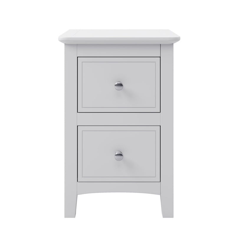 2 Drawers Solid Wood Nightstand End Table - White