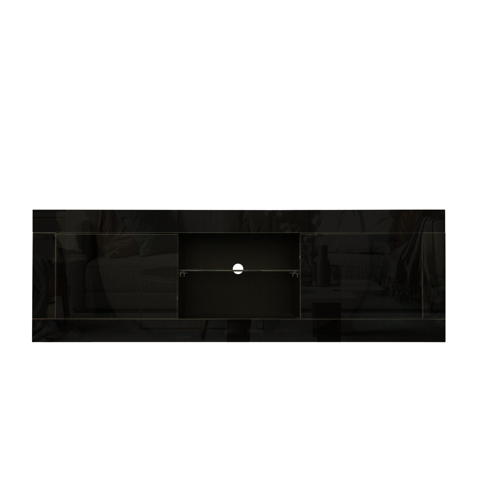 Black TV cabinet with color-changing light strip, suitable for living room, bedroom, etc - Atlantic Fine Furniture Inc