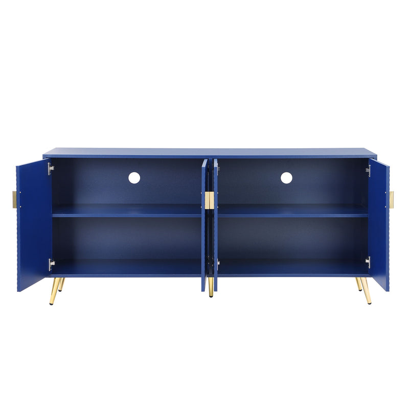 U-Can TV Stand For 60" TV, Entertainment Center TV Media Console Table, Modern TV Stand With Storage, TV Console Cabinet Furniture For Living Room - Navy Blue