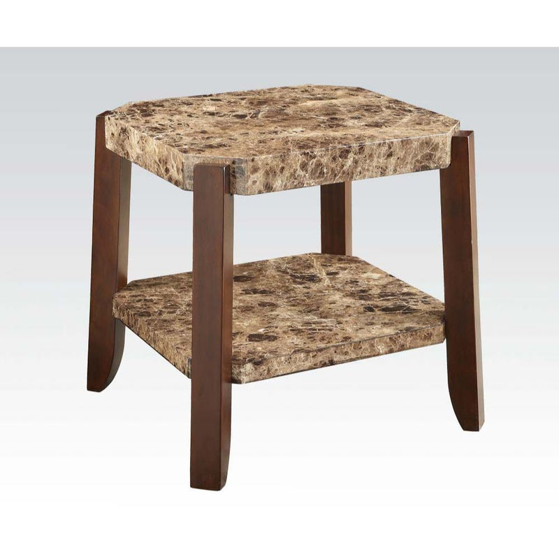 Dacia - End Table - Faux Marble & Brown