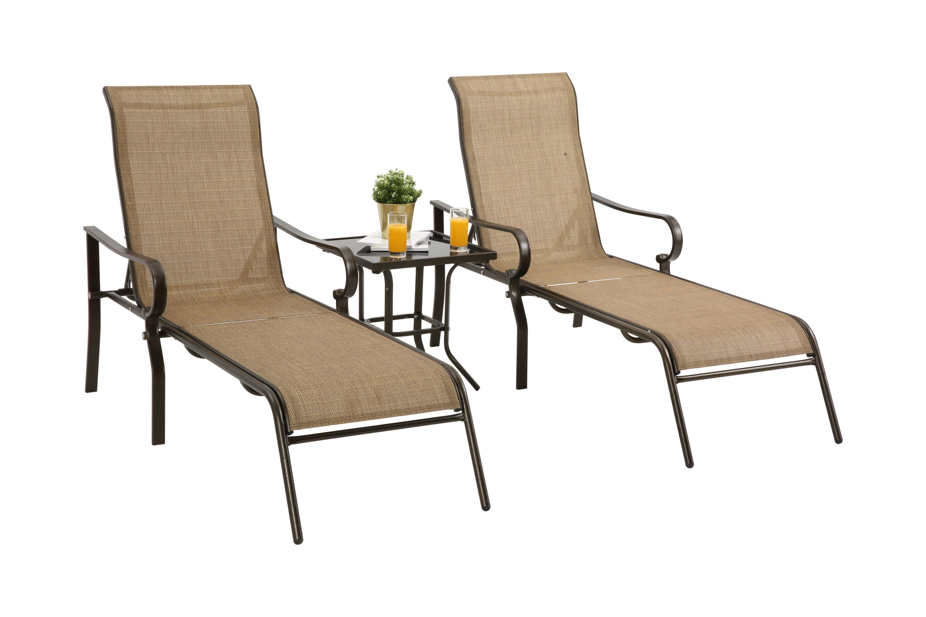 Patio chaise lounges outdoors, poolside chairs with coffee tabel - Atlantic Fine Furniture Inc