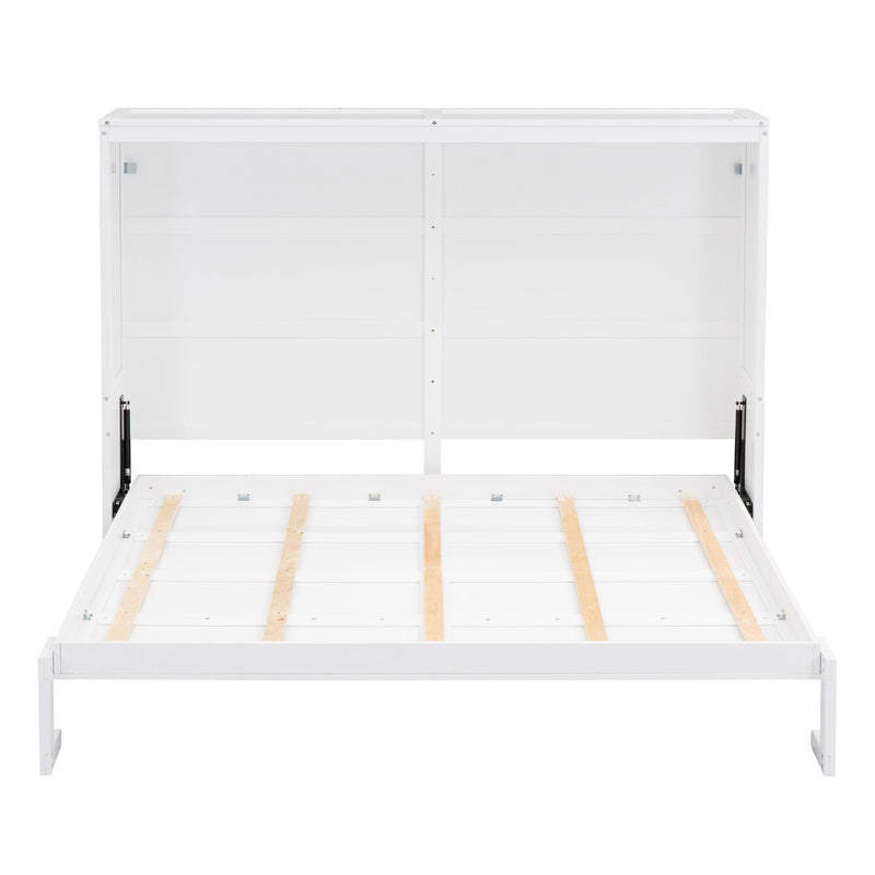 Queen Size Murphy Bed Wall Bed, White