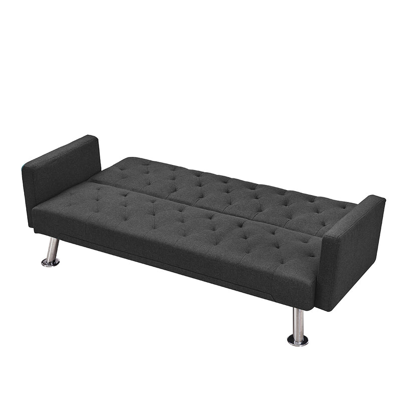 Modern Convertible Folding Futon Sofa Bed ,  Grey Fabric Sleeper Sofa Couch for Compact Living Space.