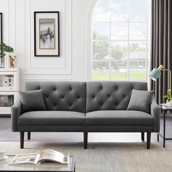 FUTON SOFA SLEEPER GREY VELVET WITH 2 PILLOWS(same as W223S00382,W223S00954) ***Not available for sale on Walmart*** - Atlantic Fine Furniture Inc