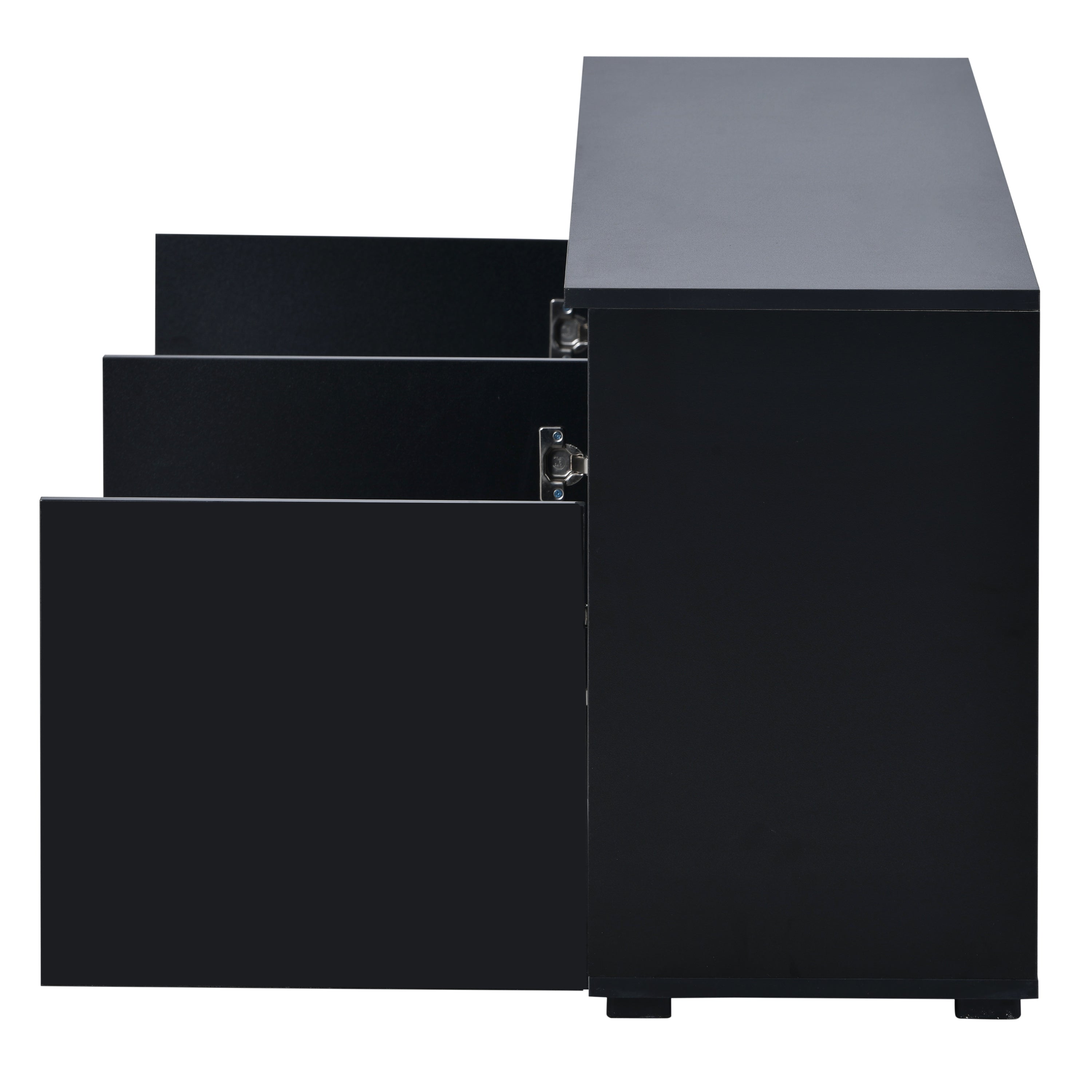 U-Can Modern, Stylish Functional TV stand with Color Changing LED Lights, Universal Entertainment Center, High Gloss TV Cabinet for 70+ inch TV, Black - Atlantic Fine Furniture Inc