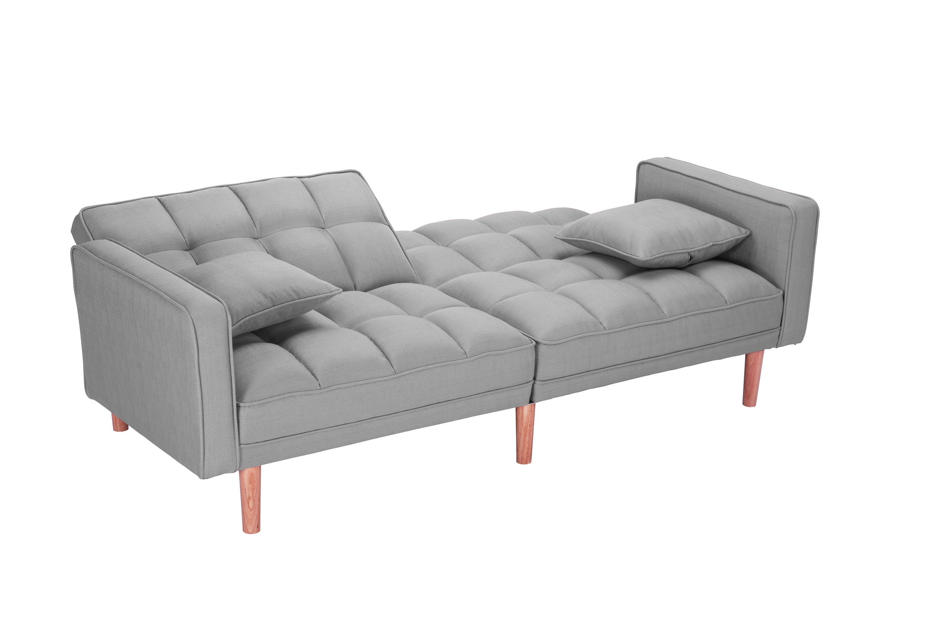 FUTON SLEEPER SOFA WITH 2 PILLOWS LIGHT GREY FABRIC（same as W223S00032、W223S00583、W223S00992） - Atlantic Fine Furniture Inc