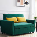 [VIDEO provided]55" Modern Velvet Sofa with Pull-Out Sleeper Bed with 2 Pillows Adjustable Backrest for Small Spaces Green - Atlantic Fine Furniture Inc