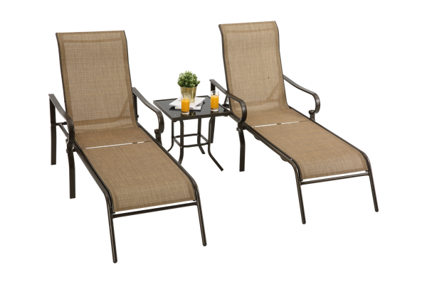 Patio chaise lounges outdoors, poolside chairs with coffee tabel - Atlantic Fine Furniture Inc