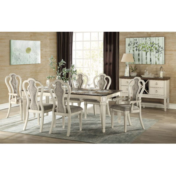 Kayley - Dining Table - Antique White & Dark Oak