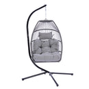 Outdoor Patio Wicker Folding Hanging Chair,Rattan Swing Hammock Egg Chair With Cushion And Pillow - Atlantic Fine Furniture Inc