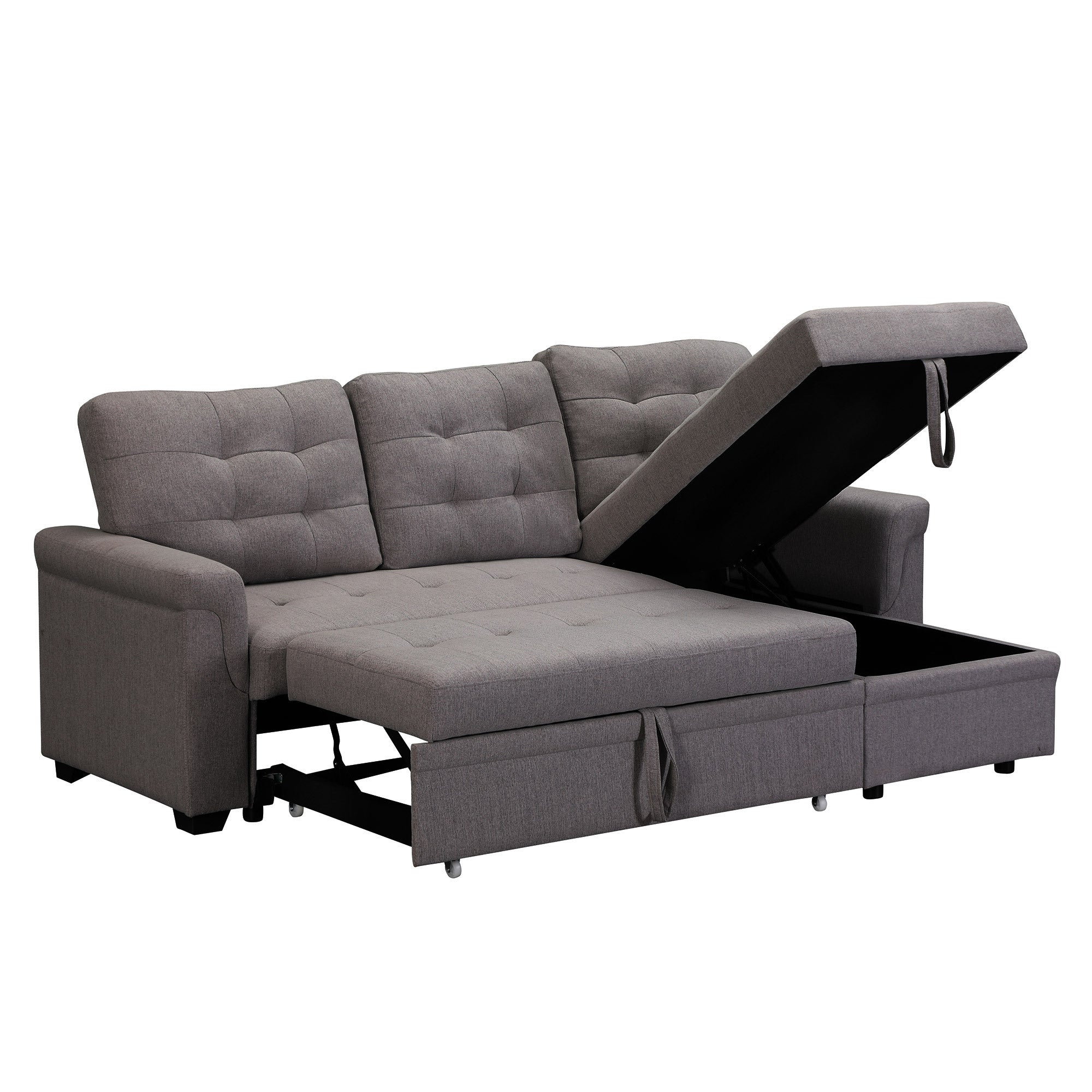 Upholstery Sleeper Sectional Sofa dark gray - Atlantic Fine Furniture Inc