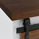 Bathroom Storage Cabinet, Freestanding Accent Cabinet, Sliding Barn Door, Thick Top, Adjustable Shelf, White and Brown - Atlantic Fine Furniture Inc
