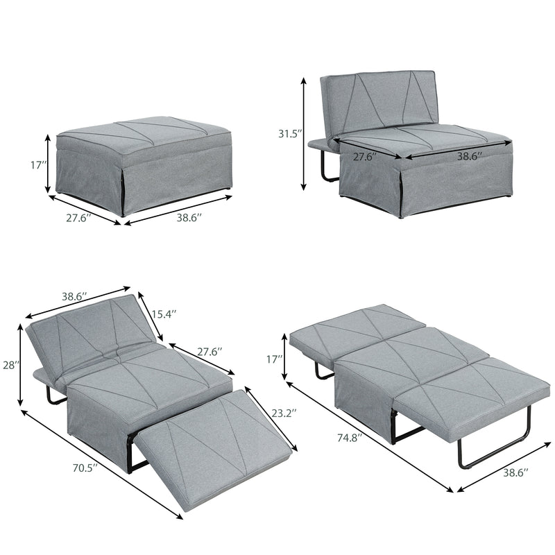 Orisfur.Sofa Bed,4-in-1Folding Ottoman Sofa Bed Sleeper Chair Convertible Chair into Bed with Adjustable Backrest Sleeper Couch Bed for Living Room/Small Apartment/Adults