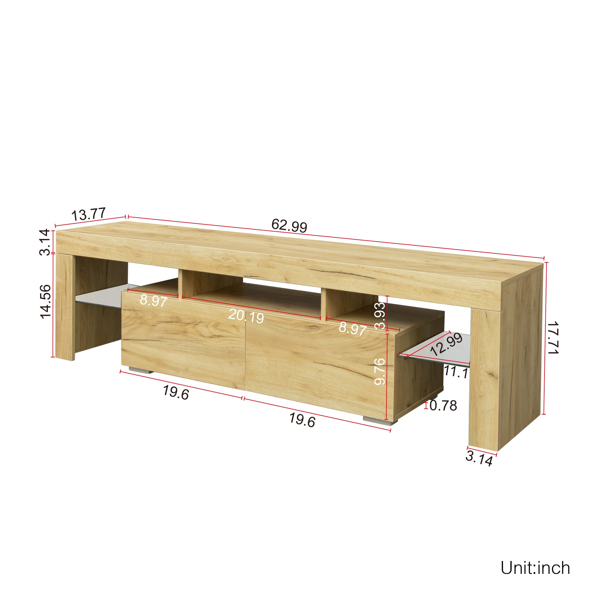 Living Room Furniture TV Stand Cabinet,Oak - Atlantic Fine Furniture Inc