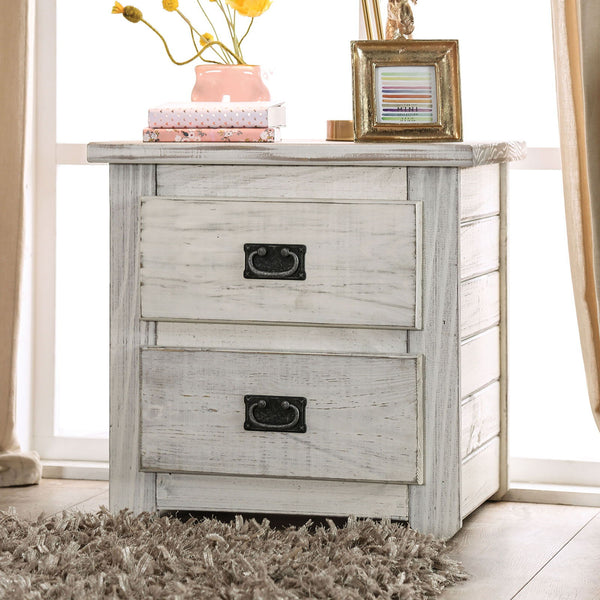 Rockwall - Night Stand - Wire-Brushed White