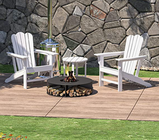Combo for Family: 2 Plastic Adirondack Chairs & an Outdoor Side Table.  Outdoor Adirondack Chair Patio Lounge Chairs Classic Design (White) - Atlantic Fine Furniture Inc