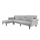 Convertible Sofa bed sleeper light grey velvet - Atlantic Fine Furniture Inc