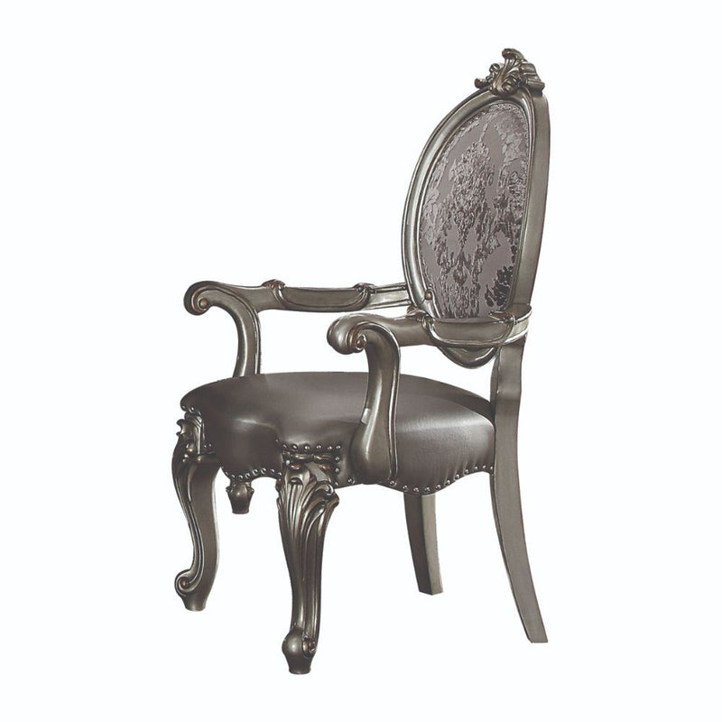 Versailles - Chair (Set of 2) - Silver PU & Antique Platinum - Atlantic Fine Furniture Inc