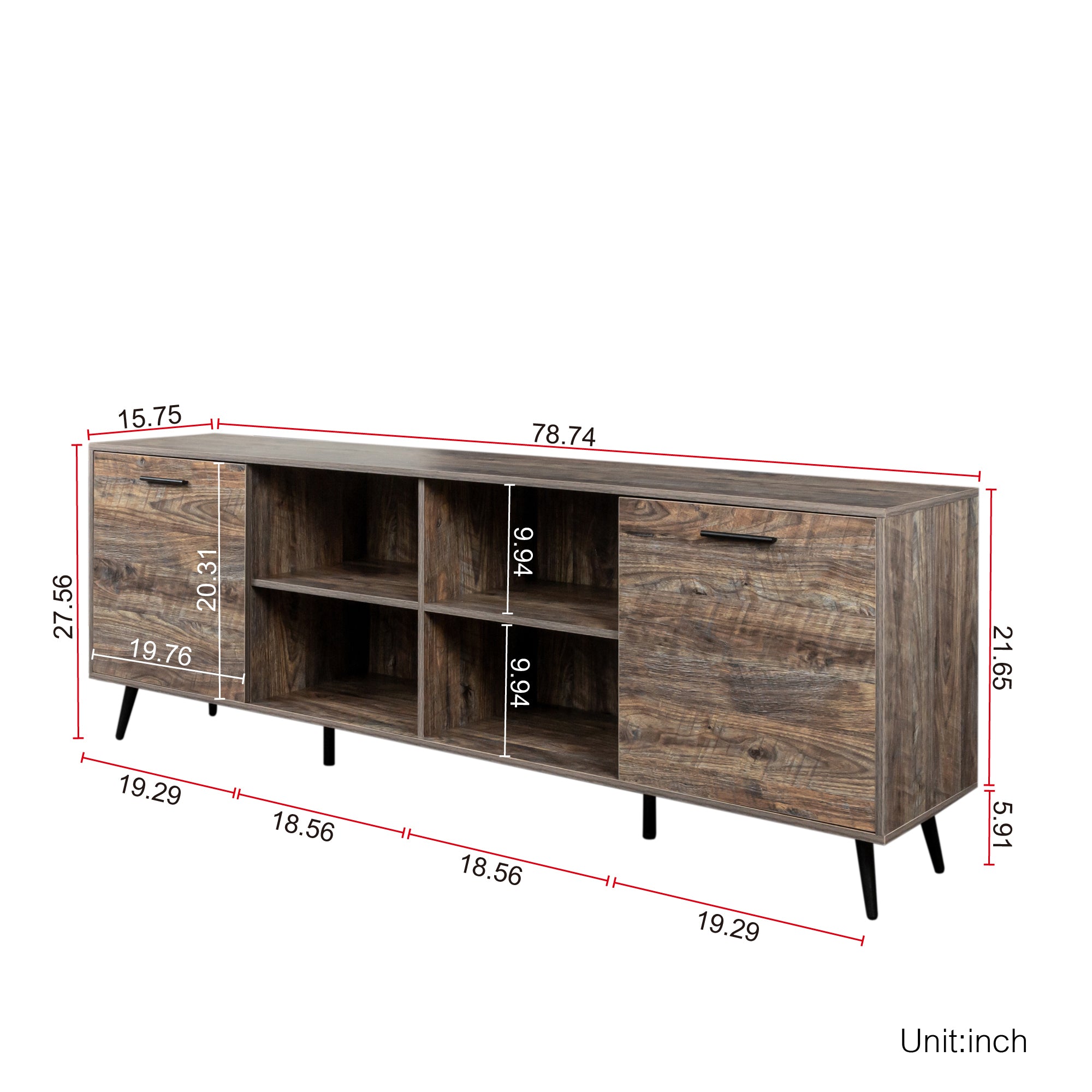 TV Stand Mid-Century Wood Modern Entertainment Center Adjustable Storage Cabinet TV Console for Living Room - Atlantic Fine Furniture Inc