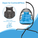 Swing Egg Chair with Stand Indoor Outdoor Wicker Rattan Patio Basket Hanging Chair with C Type bracket , with cushion and pillow,Patio Wicker folding Hanging Chair - Atlantic Fine Furniture Inc