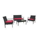 4 PCS Patio Rattan Conversation Chair Set, 4 PCS Patio Wicker Rattan Furniture Set, Patio Wicker Rattan Table - Atlantic Fine Furniture Inc