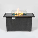 Outdoor 44" Gas Propane Fire pit  Table  Rectangle  50,000 BTU with  8mm Tempered Glass Tabletop & Blue Stone& Steel table lid &Table waterproof dusty Cover ,ETL Certification (Grey) - Atlantic Fine Furniture Inc