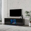 Black TV cabinet with color-changing light strip, suitable for living room, bedroom, etc - Atlantic Fine Furniture Inc