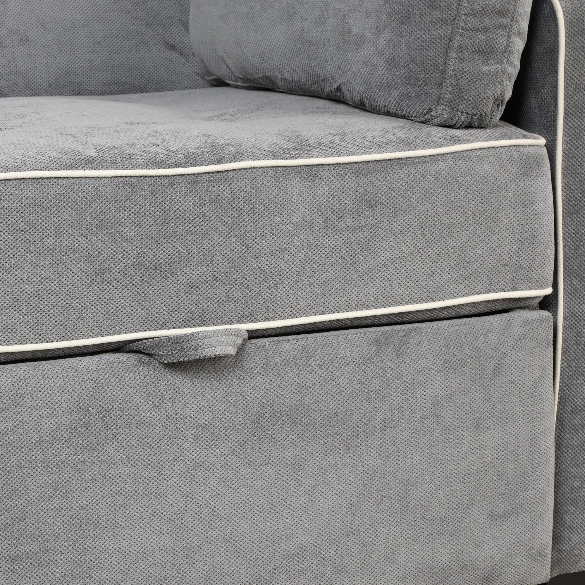 Linen Upholstered Sleeper Bed , Pull Out Sofa Bed Couch attached two throw pillows,Dual USB Charging Port and Adjustable Backrest for Living Room Space,Gray - Atlantic Fine Furniture Inc