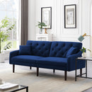 FUTON SOFA SLEEPER BLUE VELVET WITH 2 PILLOWS(same as W223S01469、W223S00358。Size difference, See Details in page.) ***Not available for sale on Walmart*** - Atlantic Fine Furniture Inc